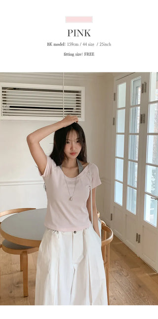 Ripen U neck Raglan Short Sleeve T shirt