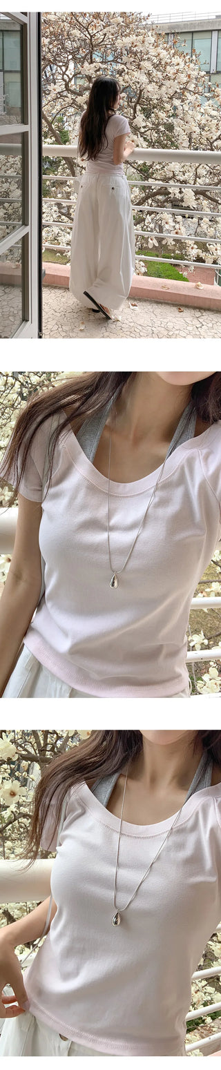 Ripen U neck Raglan Short Sleeve T shirt