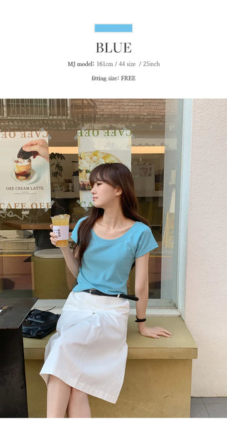 Ripen U neck Raglan Short Sleeve T shirt