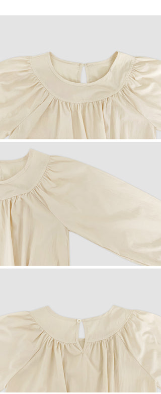 Quaren Frill Shirred String Long Sleeve Layered Dress