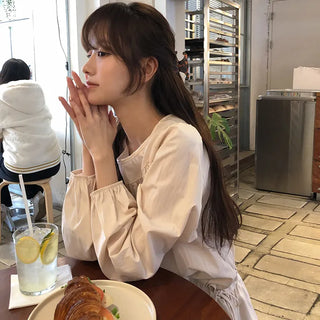 Quaren Frill Shirred String Long Sleeve Layered Dress