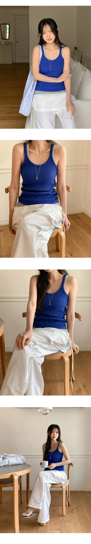 Evenell Round Racerback Ribbed Sleeveless Top