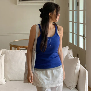 Evenell Round Racerback Ribbed Sleeveless Top