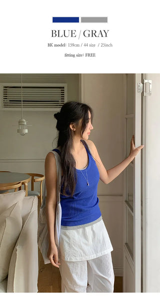 Evenell Round Racerback Ribbed Sleeveless Top
