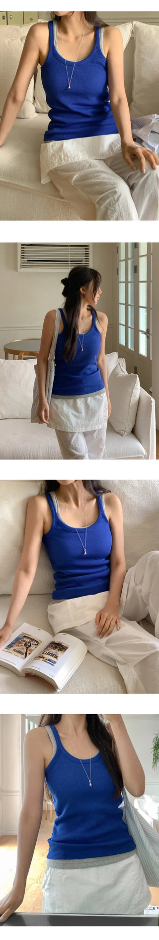 Evenell Round Racerback Ribbed Sleeveless Top