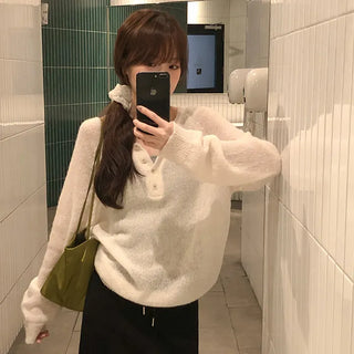 Berique Wool See through Button Raglan Long Sleeve Knit