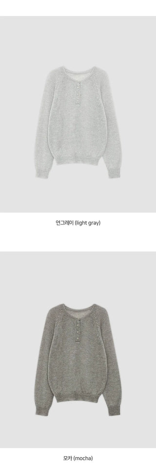 Berique Wool See through Button Raglan Long Sleeve Knit