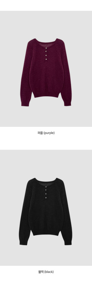 Berique Wool See through Button Raglan Long Sleeve Knit