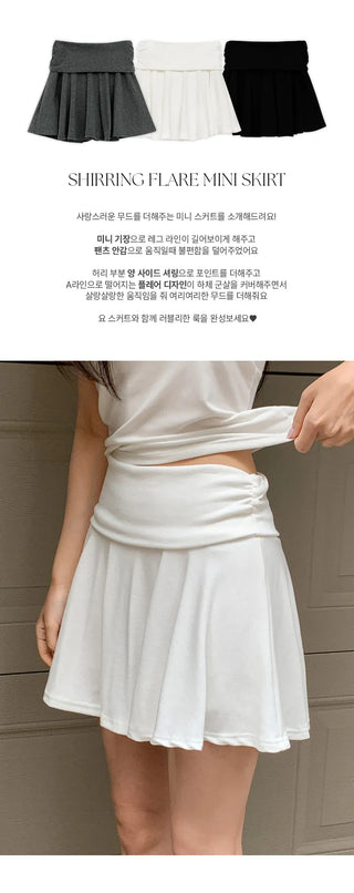 Marwen Shirred Flare Mini Skirt