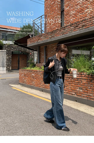 Pirots Washed Wide Denim Pants
