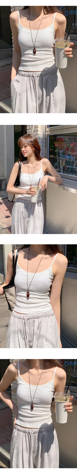 Lobella Side Shirred Cap Ribbed Strap Sleeveless