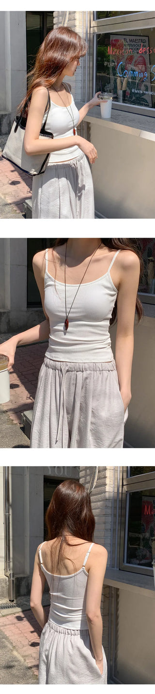 Lobella Side Shirred Cap Ribbed Strap Sleeveless