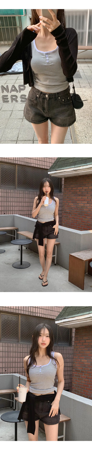 Motbin Denim Micro Shorts
