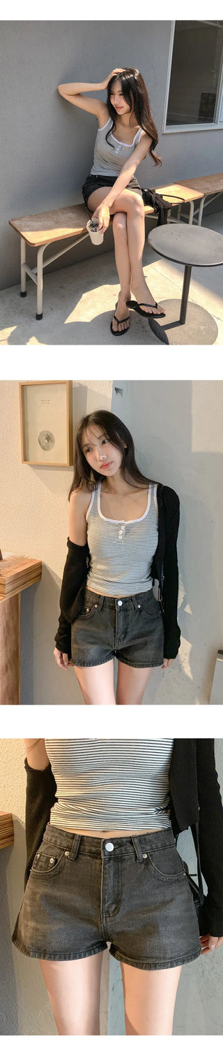 Motbin Denim Micro Shorts