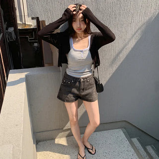 Motbin Denim Micro Shorts