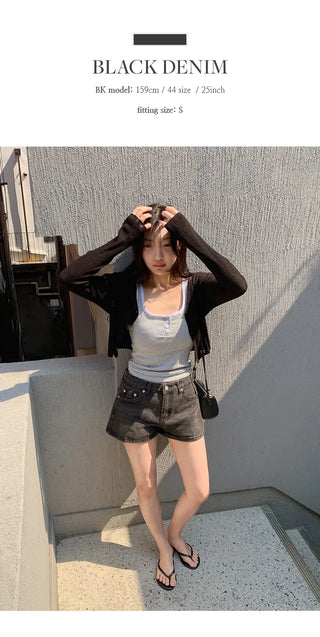 Motbin Denim Micro Shorts