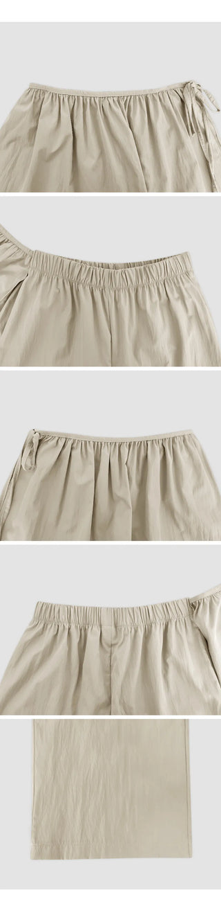 Taymon Frill Layered Skirt Nylon Elastic Wide Pants