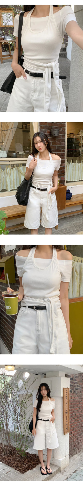 Robyren Halterneck Ribbed Tie Sleeveless