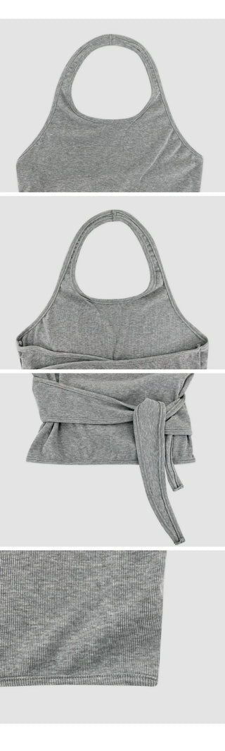 Robyren Halterneck Ribbed Tie Sleeveless