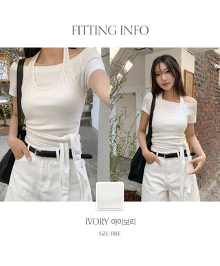 Robyren Halterneck Ribbed Tie Sleeveless