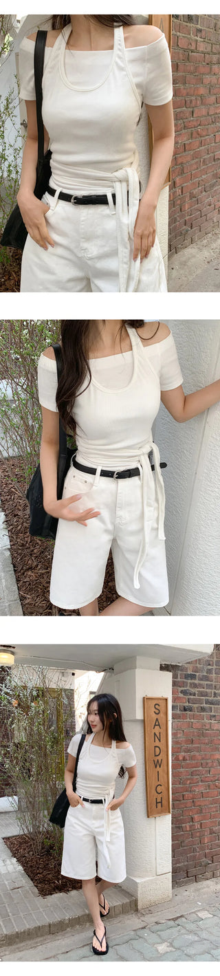 Robyren Halterneck Ribbed Tie Sleeveless