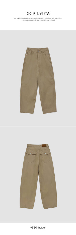Rochean Back Pocket Cotton Wide Pants