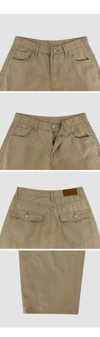 Rochean Back Pocket Cotton Wide Pants