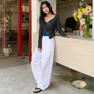 Rochean Back Pocket Cotton Wide Pants