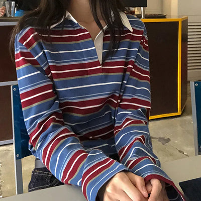 Pennylon Striped Long Sleeve Pique T shirt