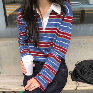 Pennylon Striped Long Sleeve Pique T shirt