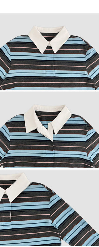 Pennylon Striped Long Sleeve Pique T shirt