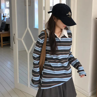 Pennylon Striped Long Sleeve Pique T shirt