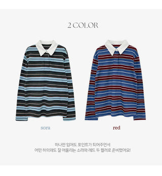 Pennylon Striped Long Sleeve Pique T shirt