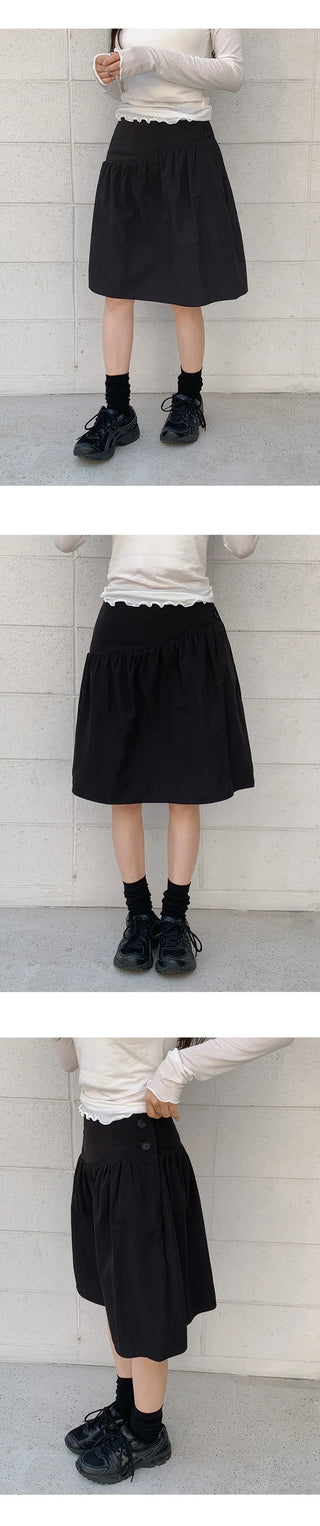 Hennick Button Frill Midi Skirt