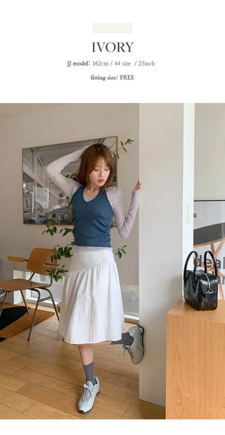 Hennick Button Frill Midi Skirt