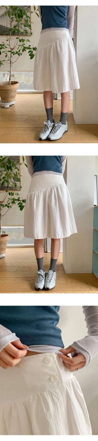 Hennick Button Frill Midi Skirt