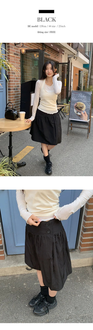 Hennick Button Frill Midi Skirt