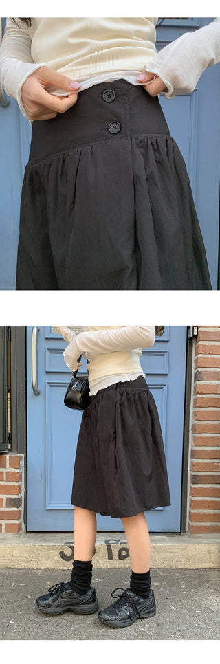Hennick Button Frill Midi Skirt