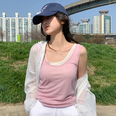 Brento Lyocell Round Sleeveless Top