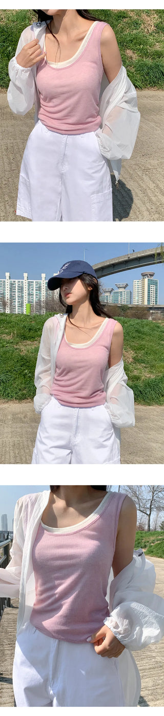 Brento Lyocell Round Sleeveless Top