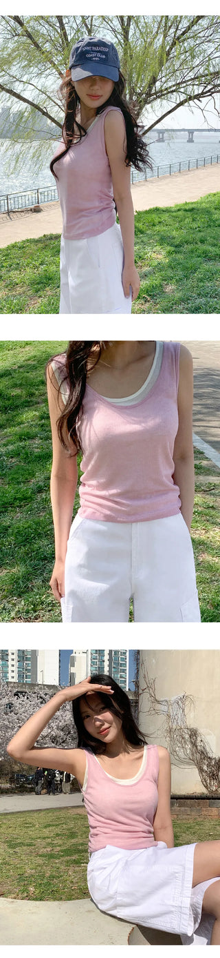 Brento Lyocell Round Sleeveless Top