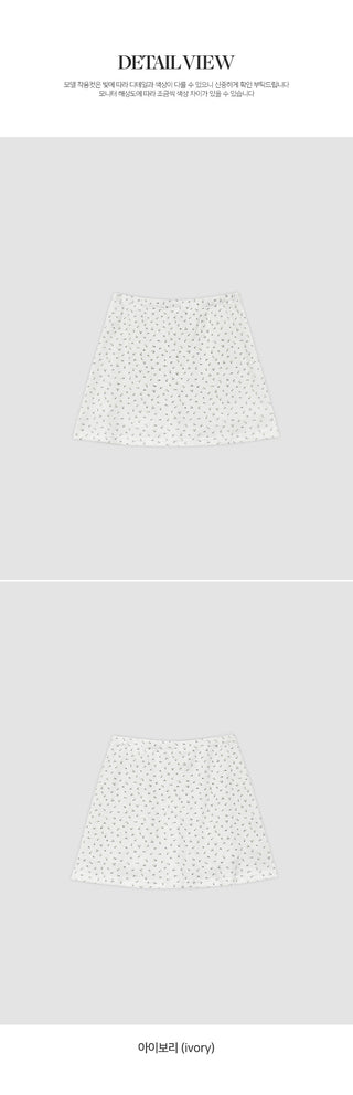 Fady Banding Flower Ribbed Flare Mini Skirt