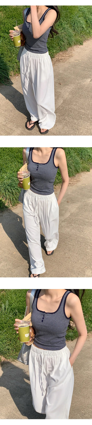 Shizuha Elastic Waist Wide Pants