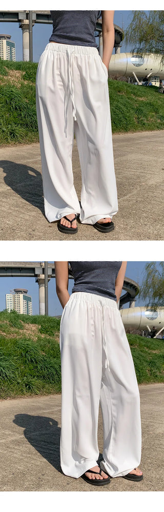 Shizuha Elastic Waist Wide Pants
