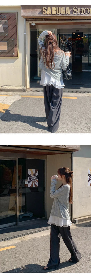 Shizuha Elastic Waist Wide Pants
