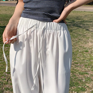 Shizuha Elastic Waist Wide Pants