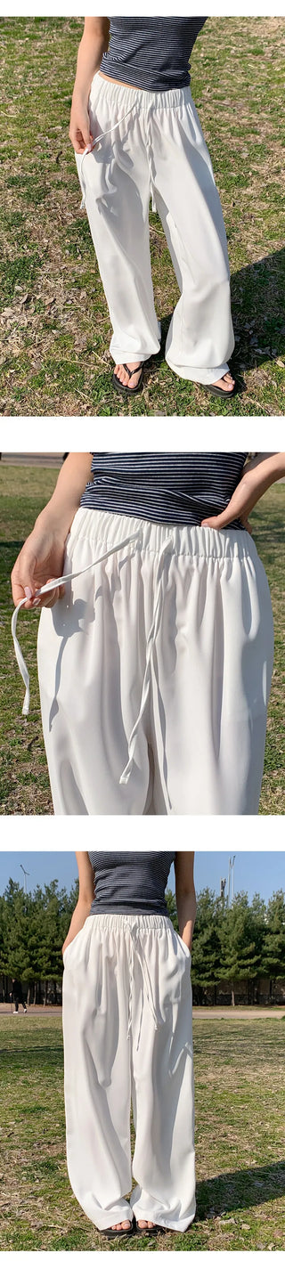 Shizuha Elastic Waist Wide Pants