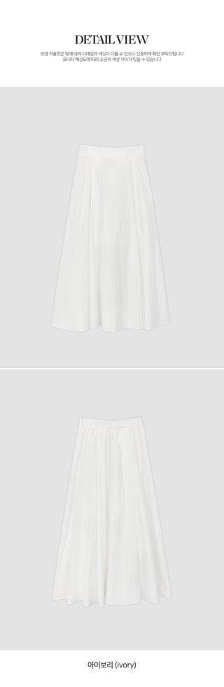 Lidwen Back Elastic Flare Pintuck Long Skirt