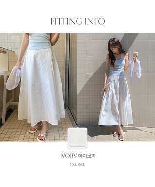 Lidwen Back Elastic Flare Pintuck Long Skirt
