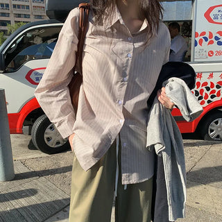 Seinevin Loose Fit Striped Pocket Shirt